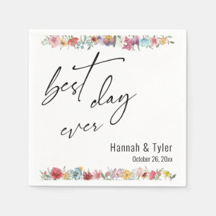 Colourful Watercolor Meadow Wildflower Borders Napkin