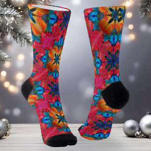 Colourful Watercolor Merry Christmas Pattern Socks