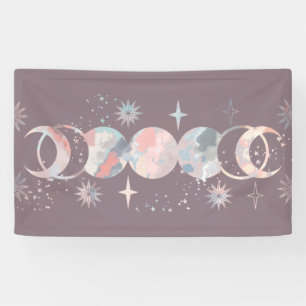 Colourful Watercolor Moons Banner