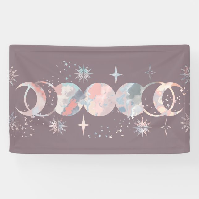 Colourful Watercolor Moons Banner (Horizontal)