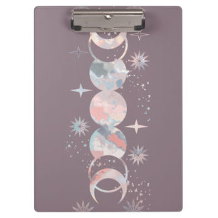 Colourful Watercolor Moons Clipboard