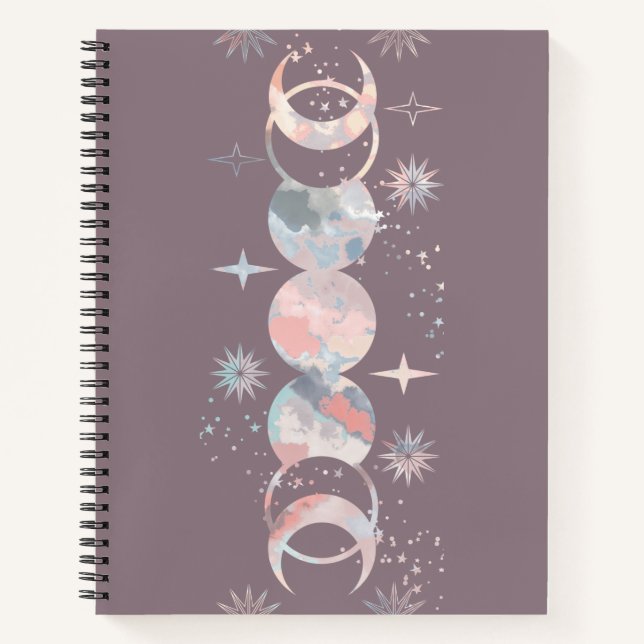 Colourful Watercolor Moons Notebook (Front)