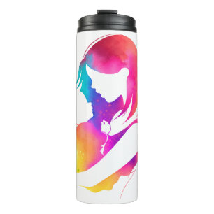 Colourful Watercolor Mother and Baby Travel Tumble Thermal Tumbler