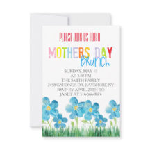 Colourful watercolor mothers day brunch invites