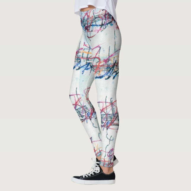 Colourful Watercolor music Sheet leggings (Left)