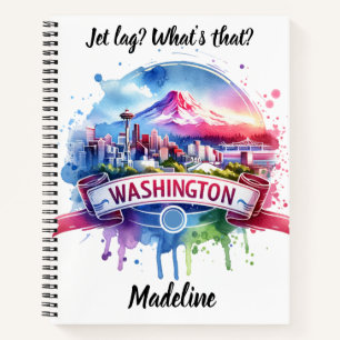 Colourful watercolor of Washington skyline Notebook