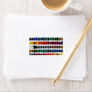 Colourful watercolor paint artist pallet label
