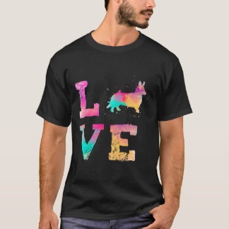 Colourful Watercolor Paint Cardigan Welsh Corgi Do T-Shirt