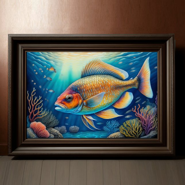 Colourful Watercolor Painting of Reef Fish 3:2 Poster (Creator Uploaded)