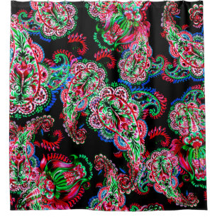 Colourful watercolor paisley floral illustration p shower curtain