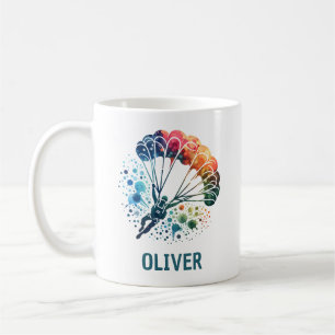 Colourful Watercolor Parachute Personalised Coffee Mug