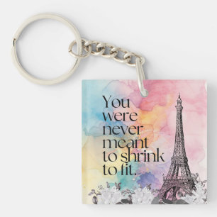 Colourful Watercolor Paris Eiffel Tower Quote Art Key Ring