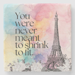 Colourful Watercolor Paris Eiffel Tower Quote Art Stone Coaster