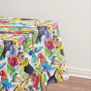 Colourful Watercolor Parrots 2 Tablecloth