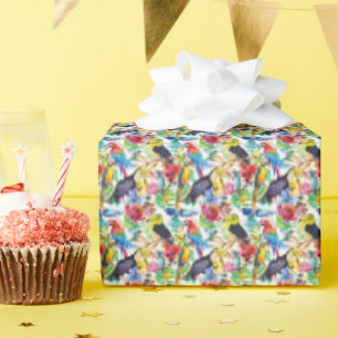 Colourful Watercolor Parrots Wrapping Paper