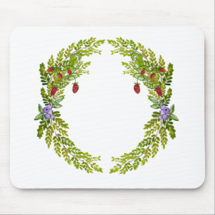 Colourful watercolor pattern of berries mouse pad