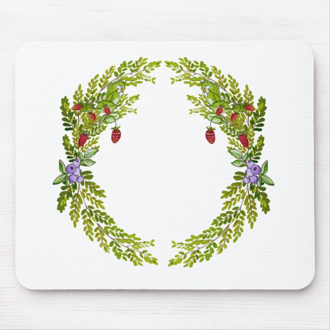 Colourful watercolor pattern of berries mouse pad (Front)