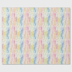Colourful Watercolor Pattern with Dots and Stripes Wrapping Paper