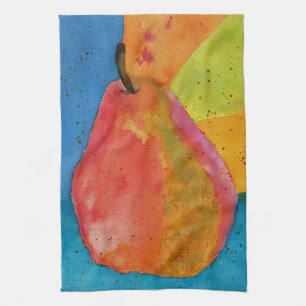 Colourful Watercolor Pear Kitchen Towel