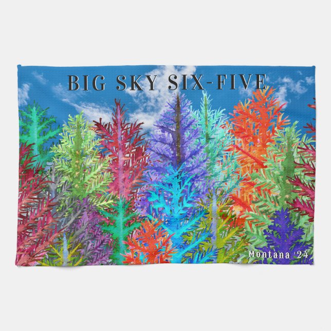 Colourful Watercolor Pine Trees Kitchen Towel (Horizontal)