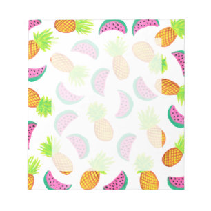colourful watercolor pineapple watermelon pattern notepad