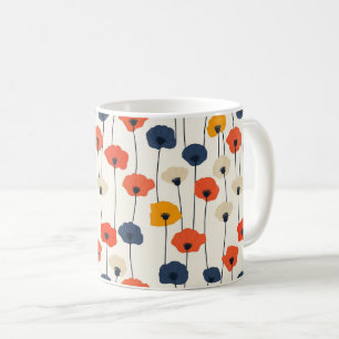 Colourful watercolor poppies pattern  coffee mug
