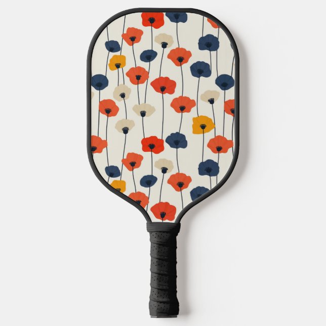 Colourful watercolor poppies pattern  pickleball paddle (Front)