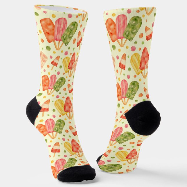 Colourful Watercolor Popsicles Socks (Angled)