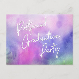 Colourful Watercolor Postponed Graduation Party Postcard