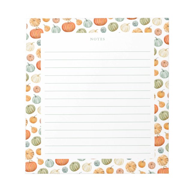 Colourful Watercolor Pumpkins Notepad (Front)