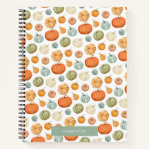 Colourful Watercolor Pumpkins Spiral Notebook