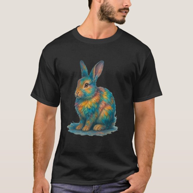 Colourful Watercolor Rabbit Bunny T-Shirt (Front)