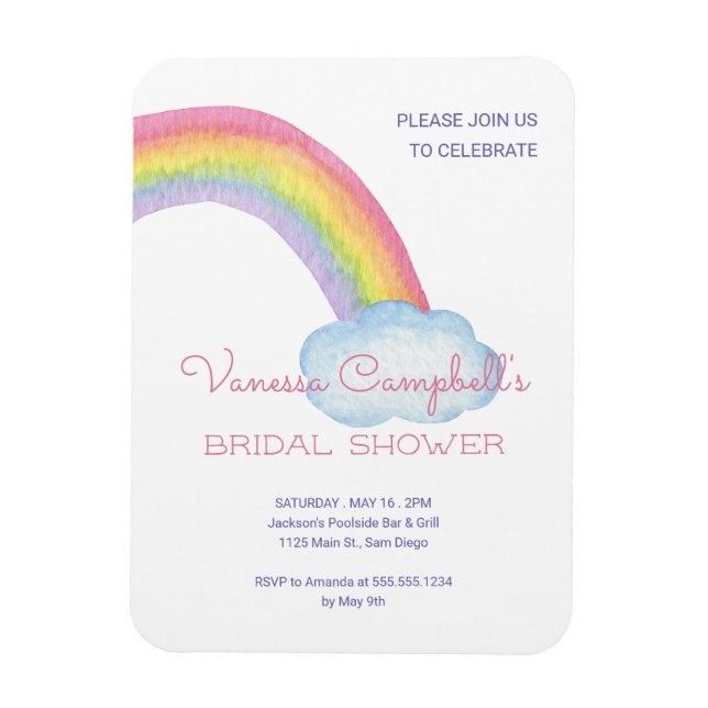 Colourful Watercolor Rainbow Bridal Shower Magnet (Vertical)