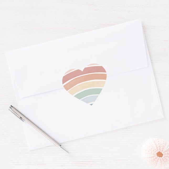 Colourful Watercolor Rainbow Heart Sticker (Envelope)