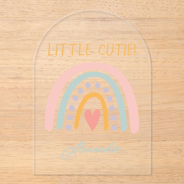 Colourful Watercolor Rainbow Illustrative Baby Sho Acrylic Invitations (Front)