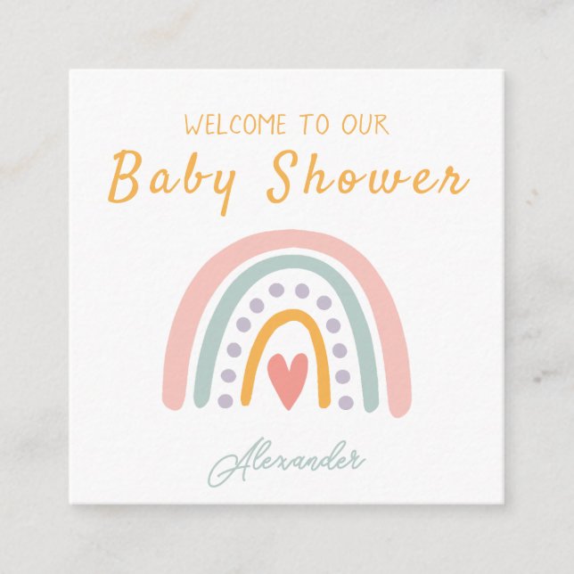 Colourful Watercolor Rainbow Illustrative Baby Sho Enclosure Card (Front)