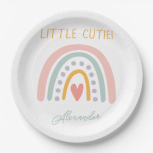 Colourful Watercolor Rainbow Illustrative Baby Sho Paper Plate