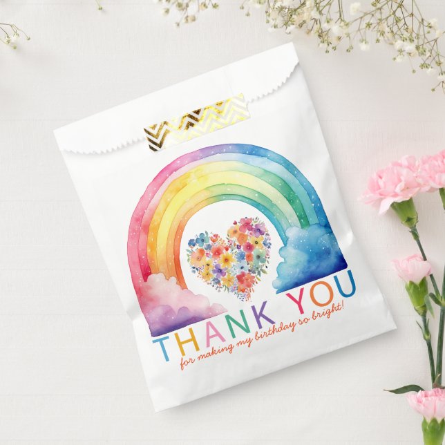 Colourful Watercolor Rainbow Thank You Birthday  Favour Bags (Sealed)