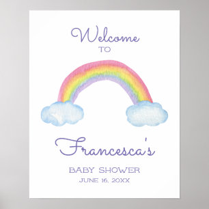 Colourful Watercolor Rainbow Welcome To Baby Poster