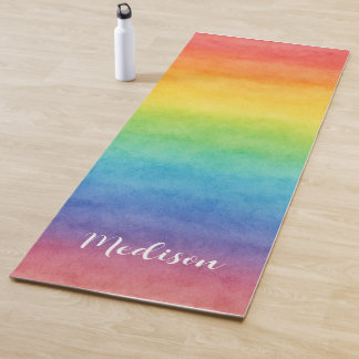 Colourful Watercolor Rainbow Yoga Mat