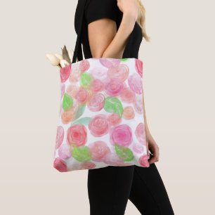 Colourful Watercolor Roses Tote Bag