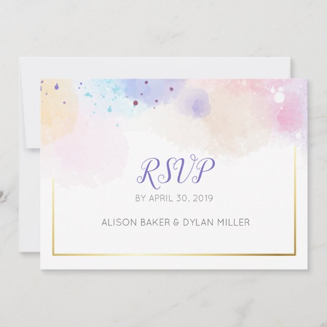 Colourful Watercolor RSVP Postcard (Front)