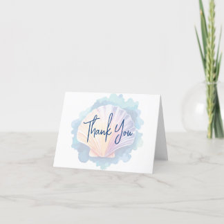 Colourful Watercolor Scallop Seashell  Thank You Card