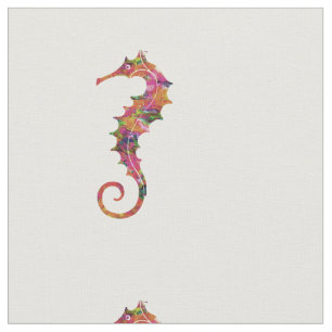 Colourful watercolor seahorse fabric