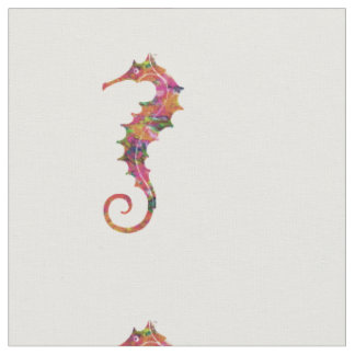 Colourful watercolor seahorse fabric