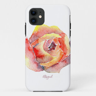 Colourful Watercolor Single Flower Custom Name Case-Mate iPhone Case