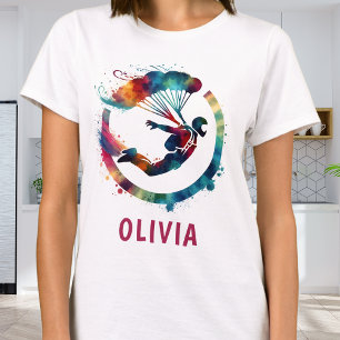 Colourful Watercolor Skydiver Personalised T-Shirt