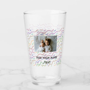 Colourful watercolor spiral pattern add photo name glass