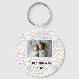 Colourful watercolor spiral pattern add photo name key ring