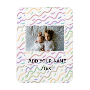 Colourful watercolor spiral pattern add photo name magnet
